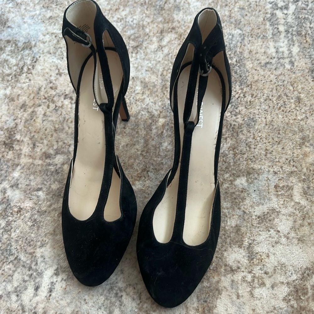 Nine West Black T-Strap Heels